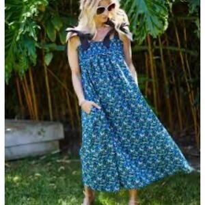 Buru Blue Floral Midi Dress
